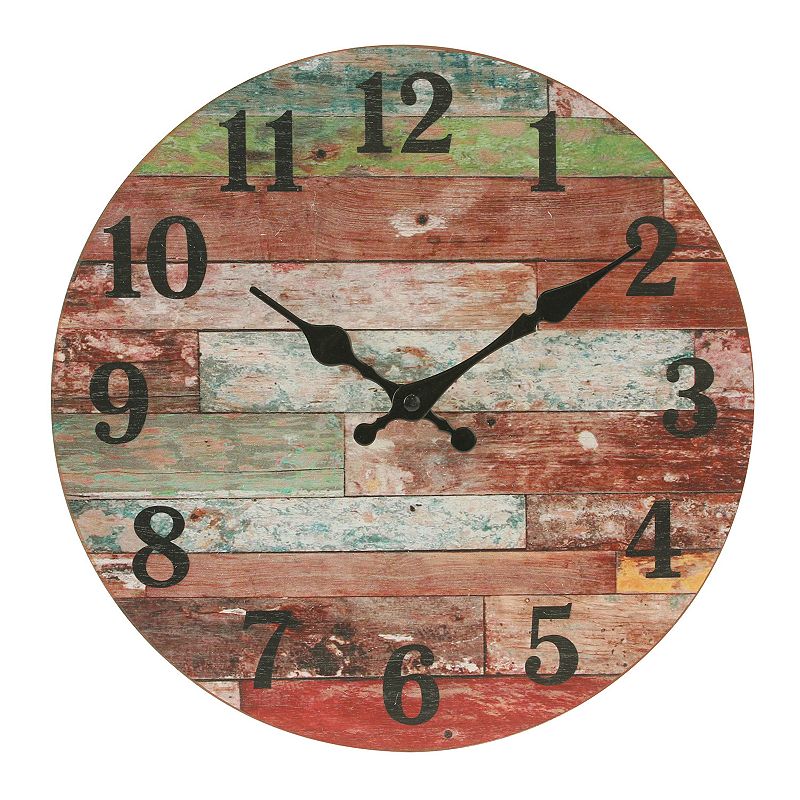 Stonebriar Vintage Farmhouse Wooden Wall Clock, Brown