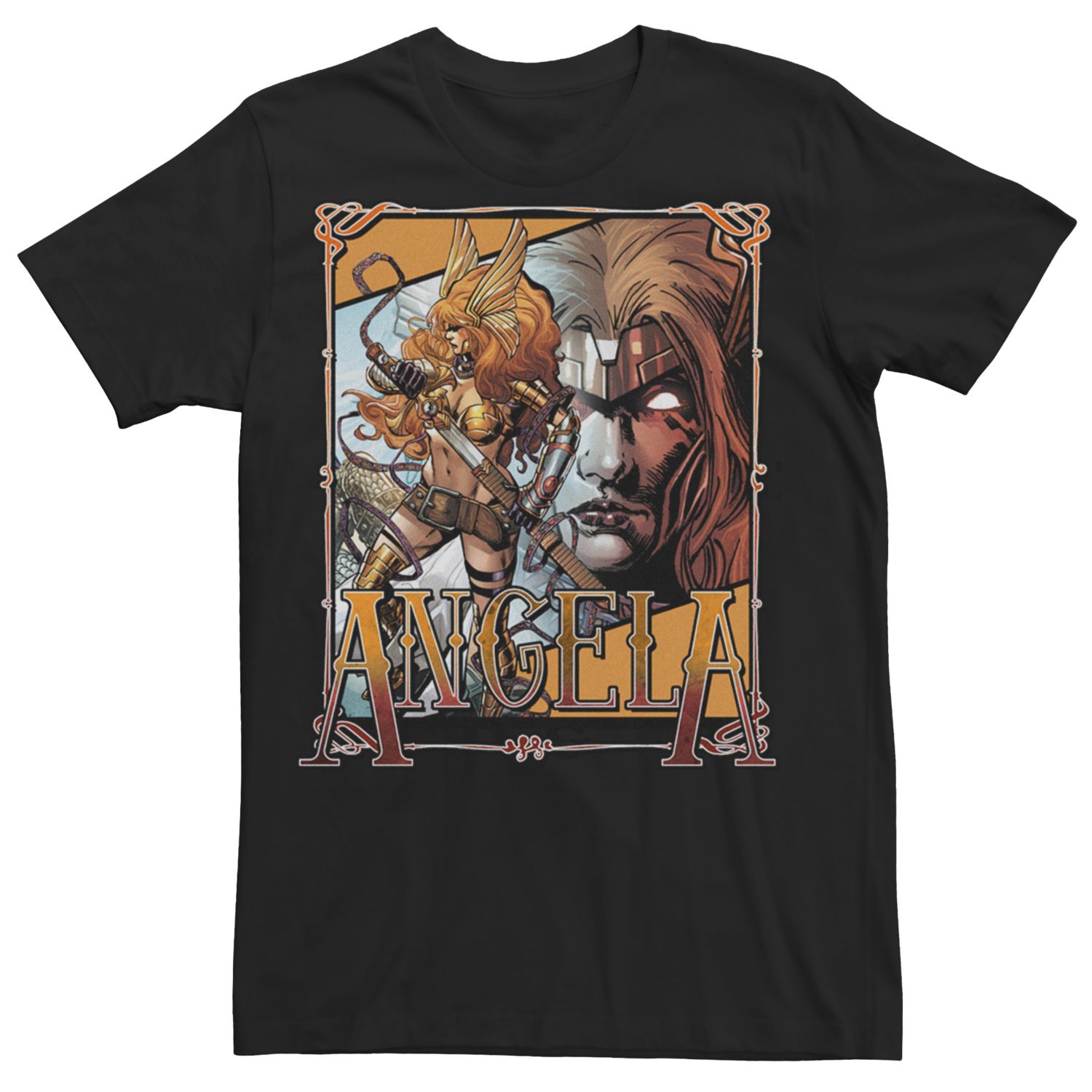 Maglietta Marvel Angela Sword – Uomo, Taglia L/Plus Tall, Colore Nero – T-Shirt Ufficiale Con Stampa Classica Della Spada Di Angela