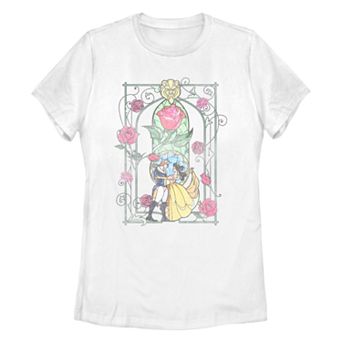 Disney's Beauty And The Beast Stained Glass Juniors' Graphic Tee
