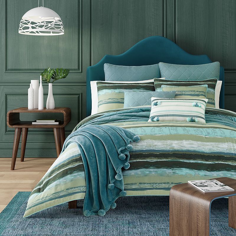 Five Queens Court Cameron Forest Comforter Set with Shams, Green, Full/Quee