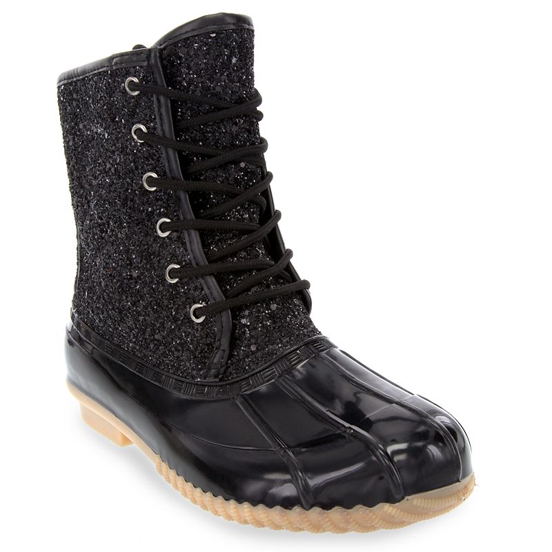 UPC 193605000190 product image for sugar Skipper Women's Glitter Duck Boots, Size: 8, Black | upcitemdb.com