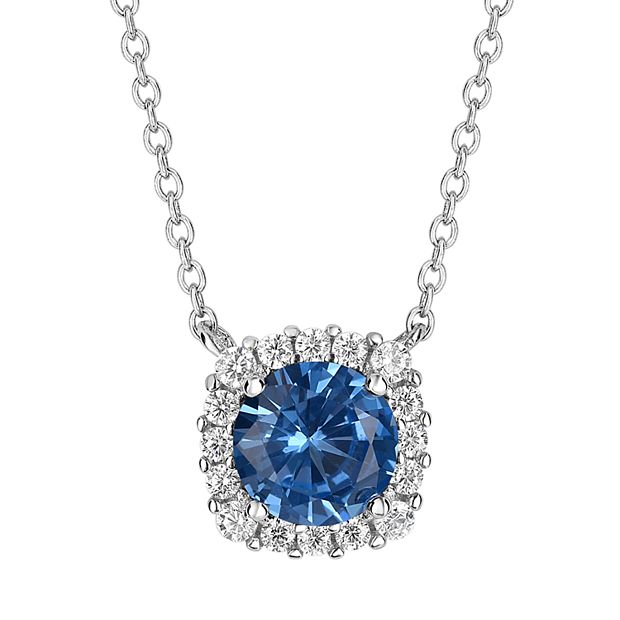PRIMROSE Sterling Silver Cubic Zirconia Halo Pendant Necklace
