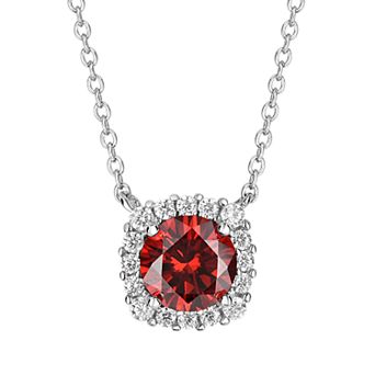 PRIMROSE Sterling Silver Cubic Zirconia Halo Pendant Necklace