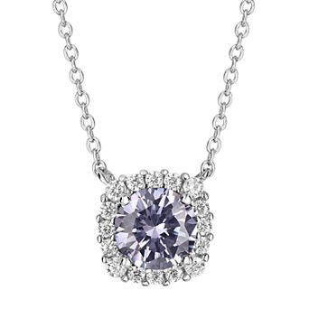 PRIMROSE Sterling Silver Cubic Zirconia Halo Pendant Necklace