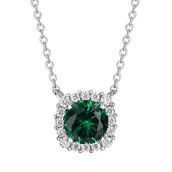 PRIMROSE Sterling Silver Cubic Zirconia Halo Pendant Necklace