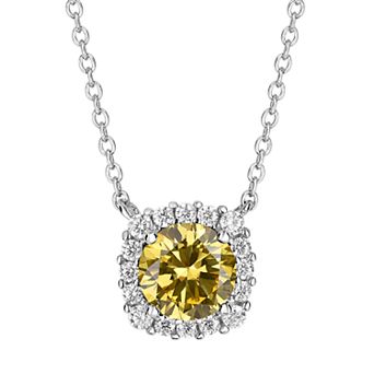 PRIMROSE Sterling Silver Cubic Zirconia Halo Pendant Necklace