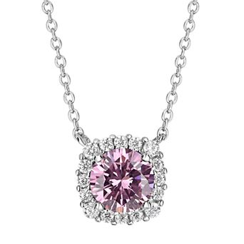 PRIMROSE Sterling Silver Cubic Zirconia Halo Pendant Necklace