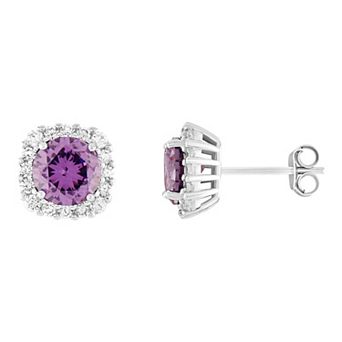 PRIMROSE Sterling Silver Cubic Zirconia Halo Stud Earrings