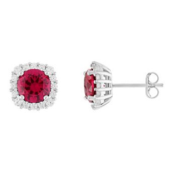 PRIMROSE Sterling Silver Cubic Zirconia Halo Stud Earrings
