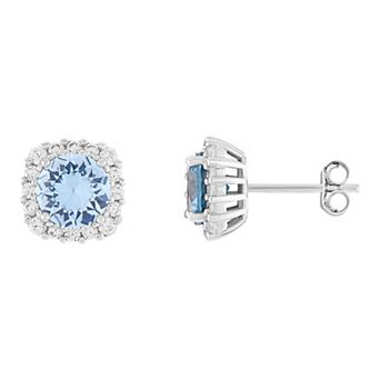 PRIMROSE Sterling Silver Cubic Zirconia Halo Stud Earrings