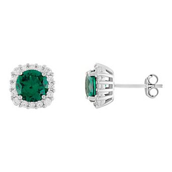 PRIMROSE Sterling Silver Cubic Zirconia Halo Stud Earrings