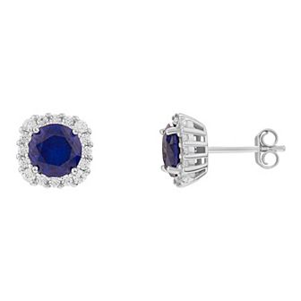 PRIMROSE Sterling Silver Cubic Zirconia Halo Stud Earrings