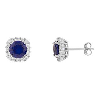PRIMROSE Sterling Silver Cubic Zirconia Halo Stud Earrings