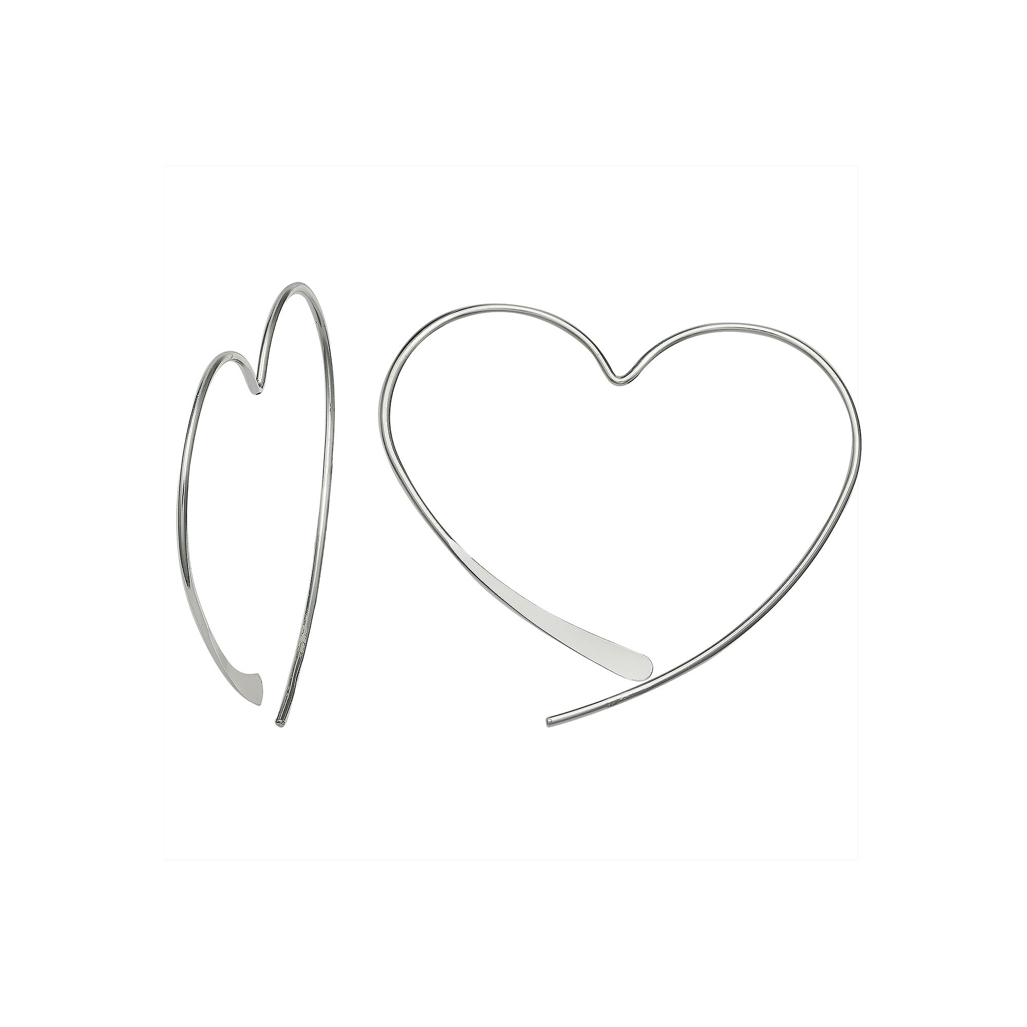 PRIMROSE Sterling Silver Heart Threader Earrings, Womens