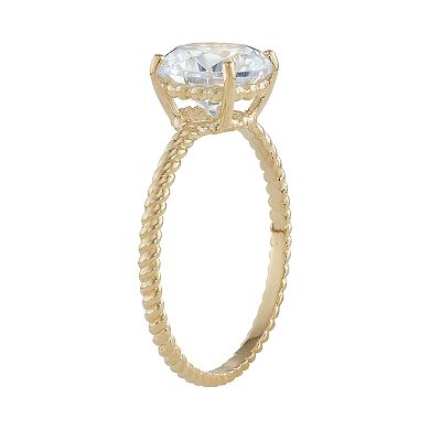 10k Gold Braided Band Cubic Zirconia Solitaire Engagement Ring
