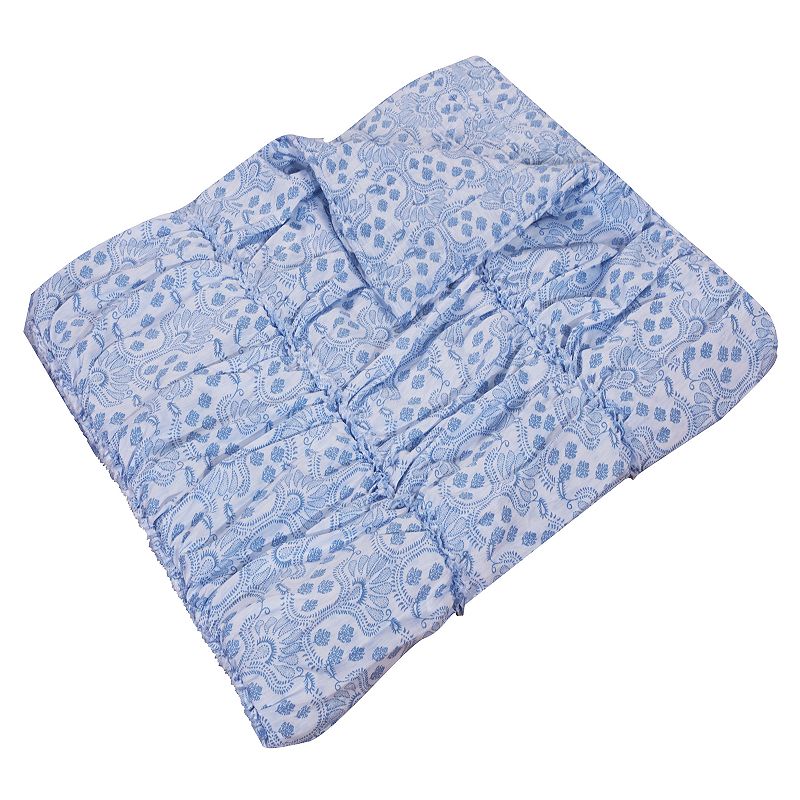 85814644 Greenland Home Helena Ruffle Throw, Blue sku 85814644