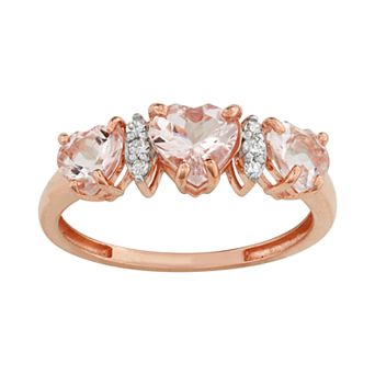 Tiara 10k Rose Gold Morganite & Diamond Accent Ring