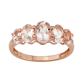 Tiara 10k Rose Gold Morganite 5-Stone Ring