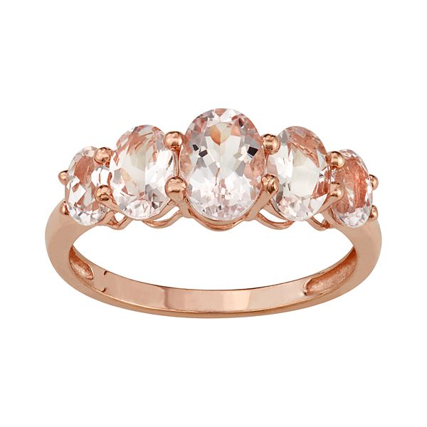 Tiara 10k Rose Gold Morganite 5-Stone Ring