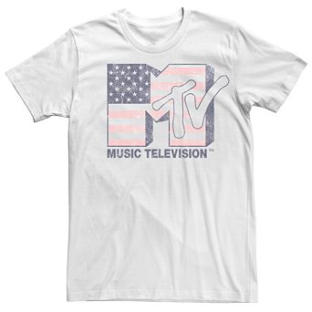 Men's MTV Distressed American Flag Logo Tee