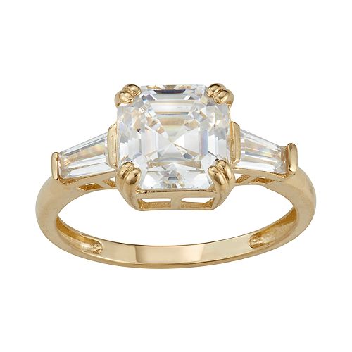 10k Gold Cubic Zirconia Cushion Ring
