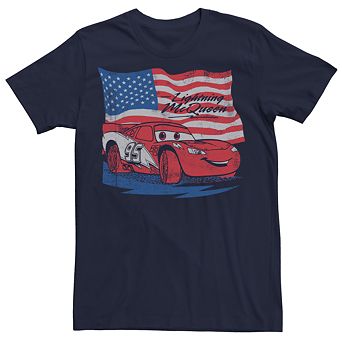 Men's Cars Lightning McQueen American Flag Tee
