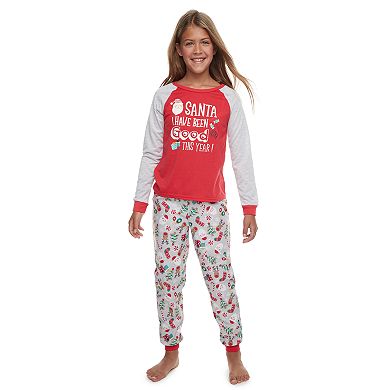 Girls 4-16 Jammies For Your Families Fun Santa Top & Bottoms Pajama Set by Cuddl Duds