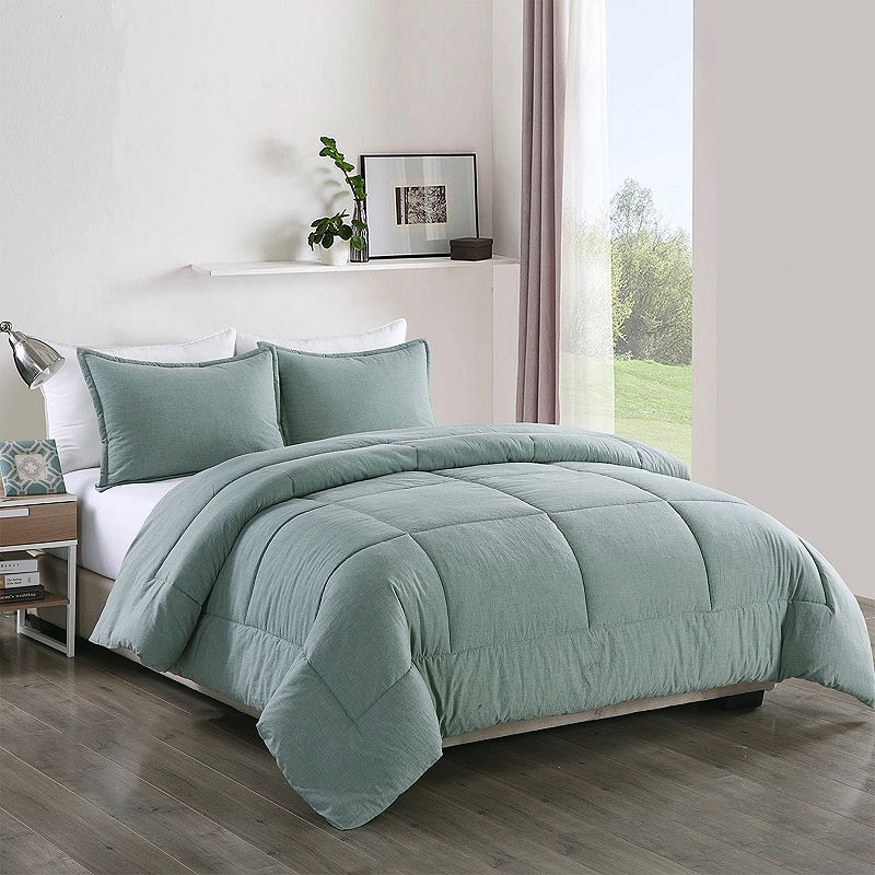 73710651 Messy Bed Washed Cotton Comforter Set, Green, Twin sku 73710651