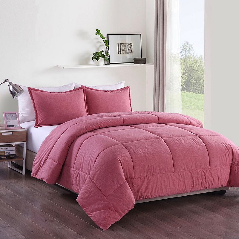 73710650 Messy Bed Washed Cotton Comforter Set, Red, Full/Q sku 73710650