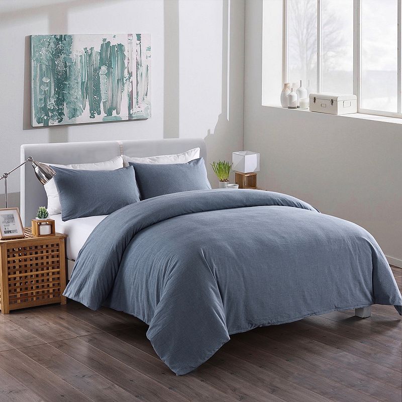 Messy Bed Washed Cotton Duvet Cover Set, Blue, King