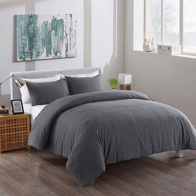 Messy Bed Washed Cotton Duvet Cover Set, Grey, Twin