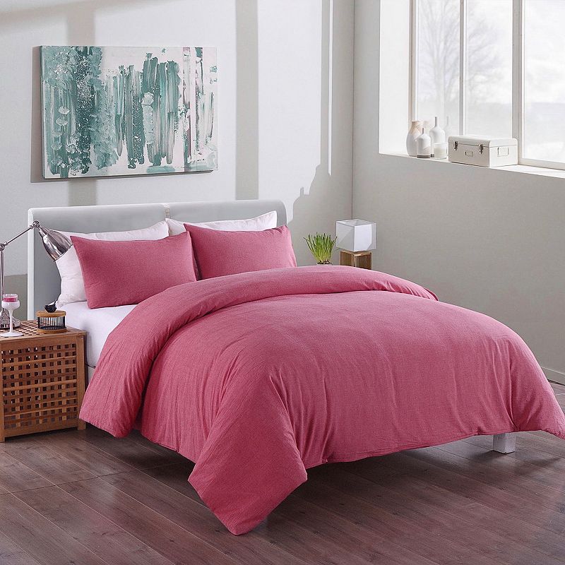 Messy Bed Washed Cotton Duvet Cover Set, Red, Full/Queen