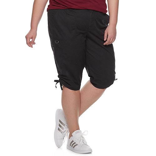 Plus Size EVRI Ruched Hem Utility Skimmer Shorts