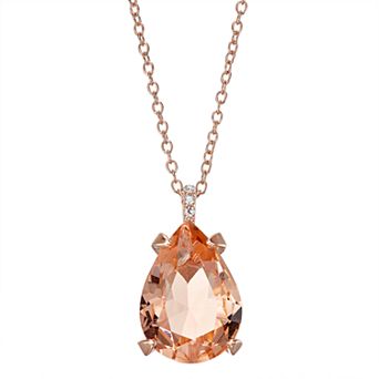Designs by Gioelli 14k Rose Gold Over Silver Simulated Morganite Teardrop Pendant Necklace