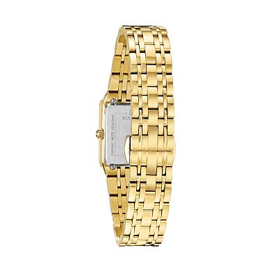 Bulova Women's Quadra Diamond Accent Gold Tone Watch - 97P140