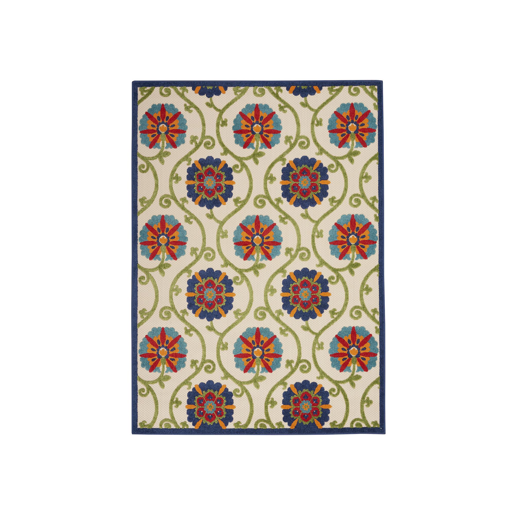 Nourison Aloha Twilight Indoor Outdoor Rug, Blue Team