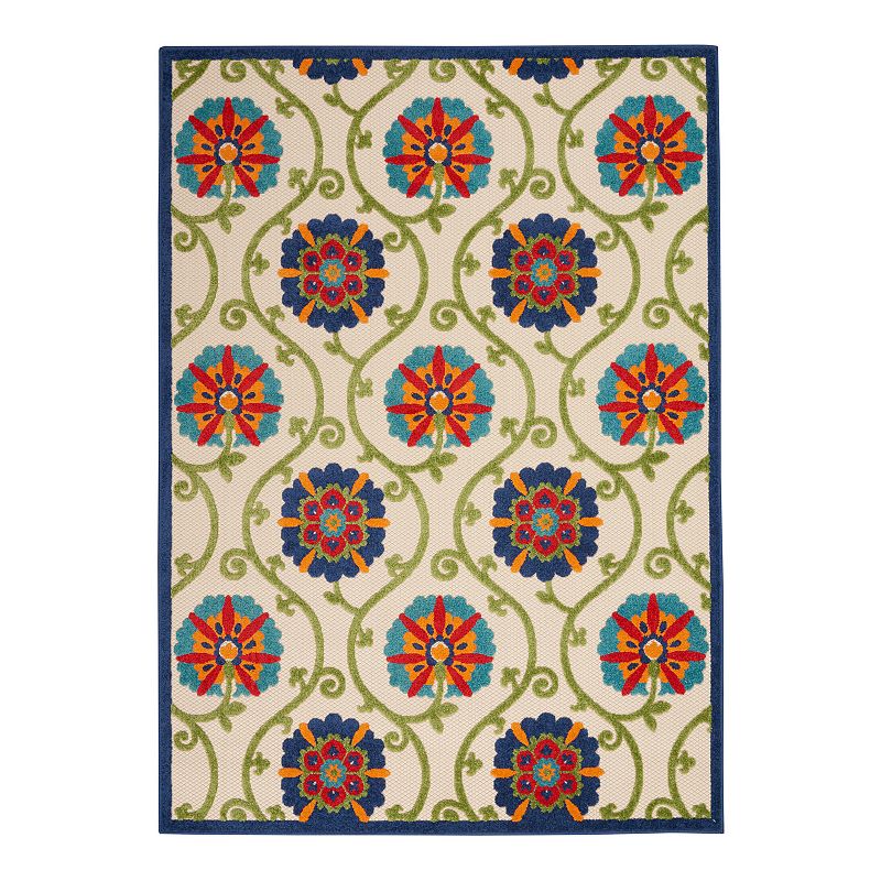 Nourison Aloha Twilight Indoor Outdoor Rug, Blue Team, 8Ft Rnd