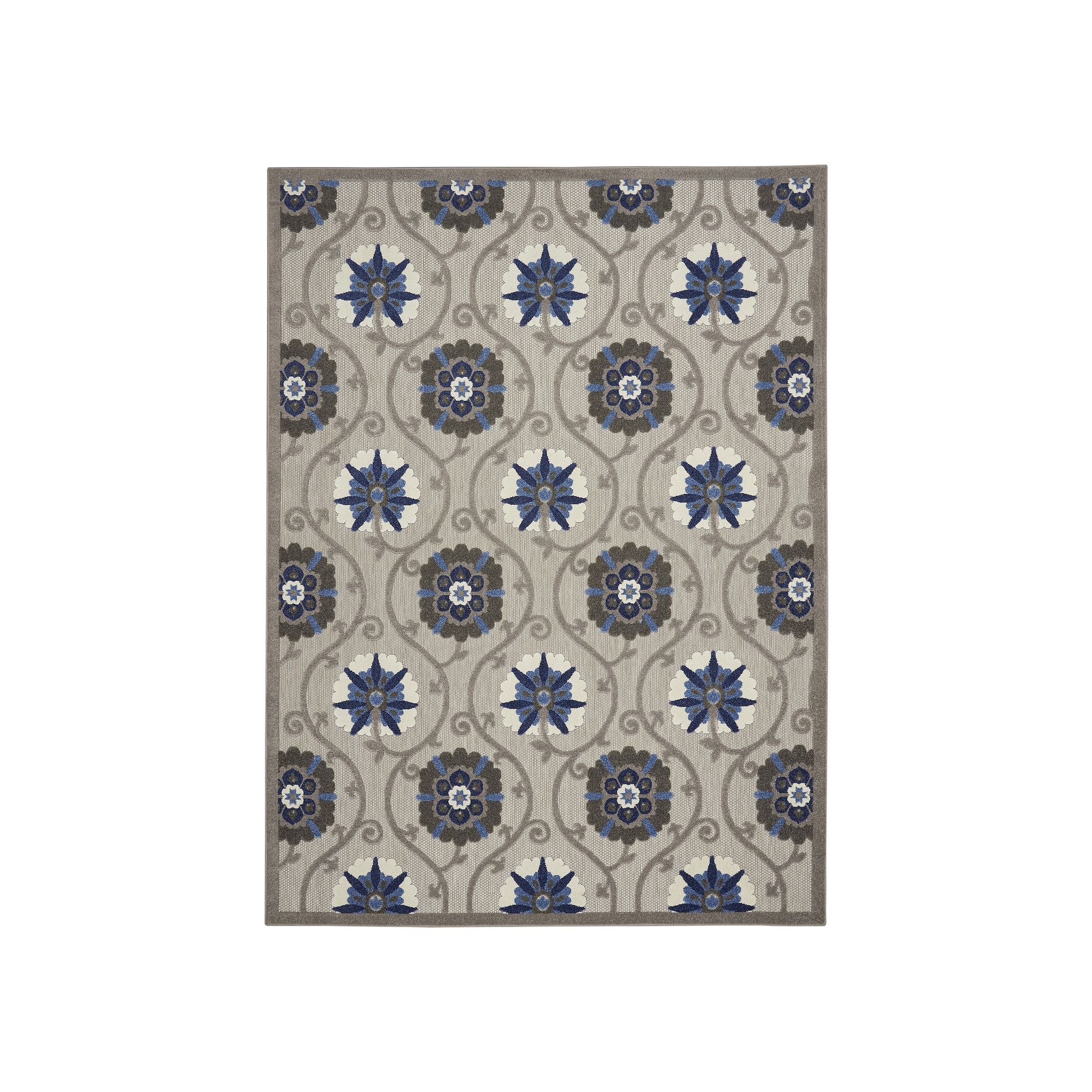 Nourison Aloha Twilight Indoor Outdoor Rug, Gray Blue