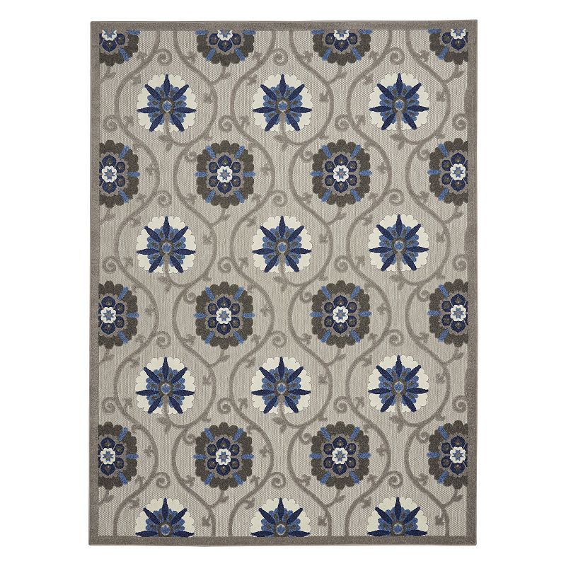Nourison Aloha Twilight Indoor Outdoor Rug, Grey, 8Ft Rnd