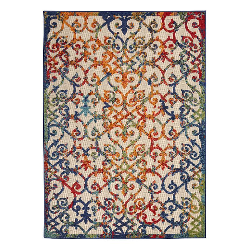 Nourison Aloha Dusk Indoor / Outdoor Rug, Multi, 8Ft Rnd