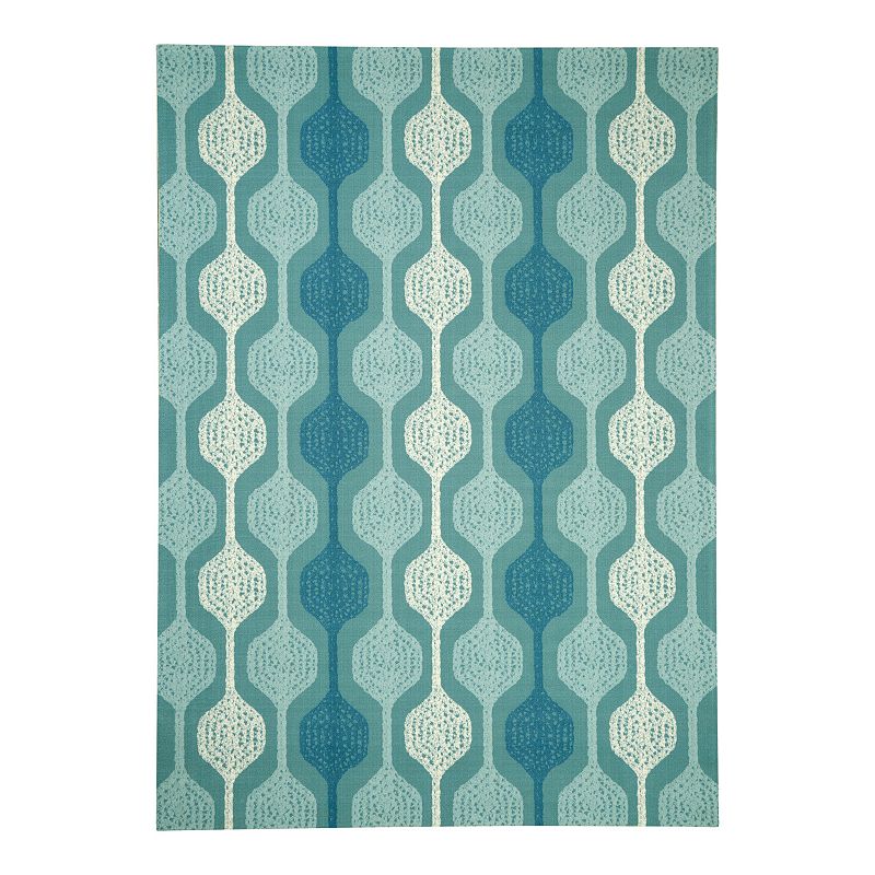 Waverly Sun N' Shade Capri Indoor Outdoor Rug, Turquoise/Blue, 5X7.5 Ft