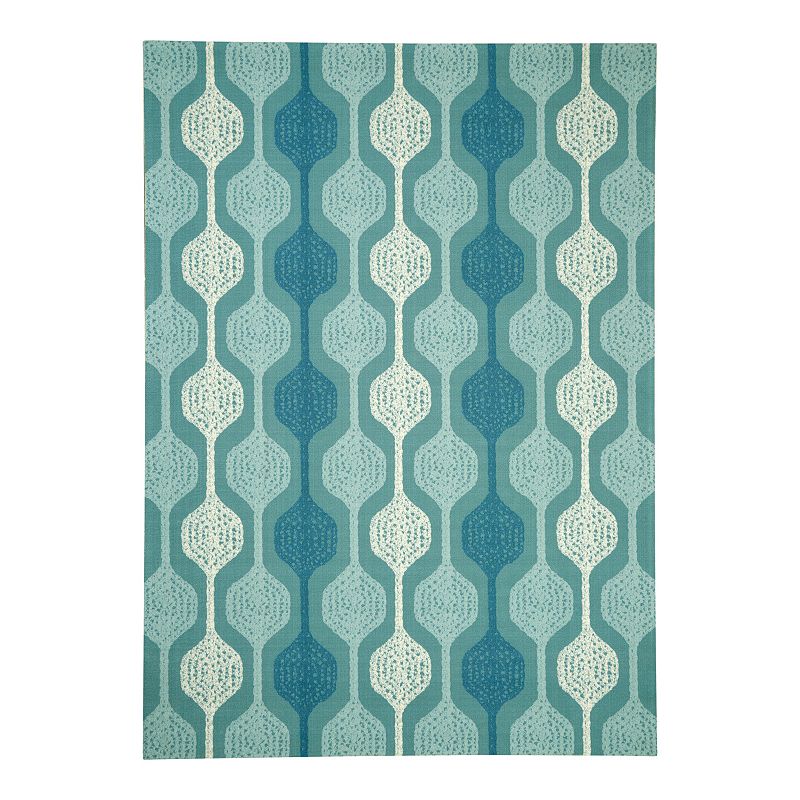 Waverly Sun N' Shade Capri Indoor Outdoor Rug, Turquoise/Blue, 5X7.5 Ft