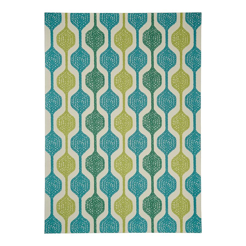 Waverly Sun N' Shade Capri Indoor Outdoor Rug, White, 5X7.5 Ft