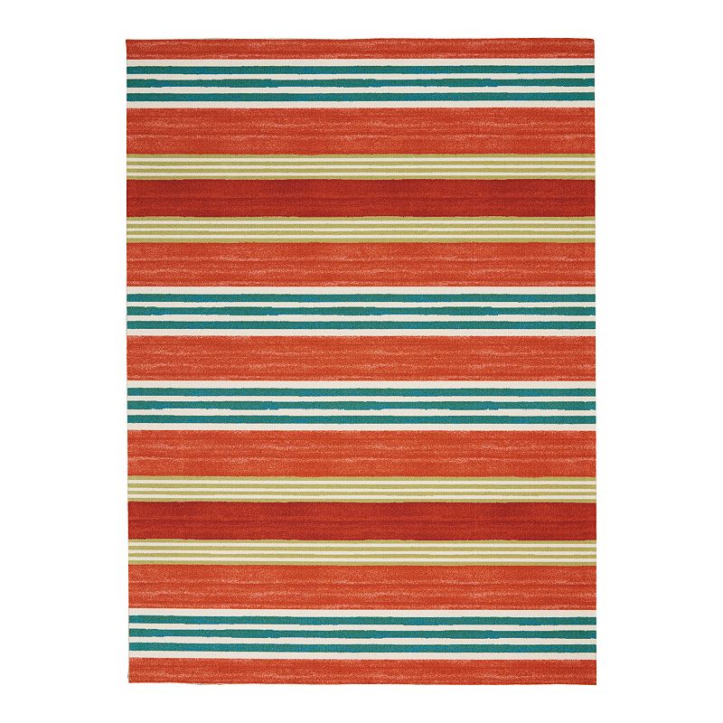 Waverly Sun N' Shade Mykonos Indoor Outdoor Rug, Orange, 8X11 Ft