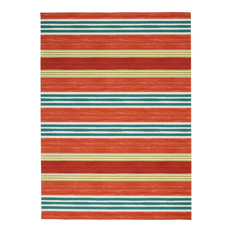 Waverly Sun N' Shade Mykonos Indoor Outdoor Rug, Orange, 8X11 Ft