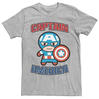 Men's Marvel Kawaii Art Collection Captain America Graphic Tee