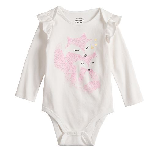 Baby Girl Jumping Beans® Ruffled Shoulder Graphic Bodysuit