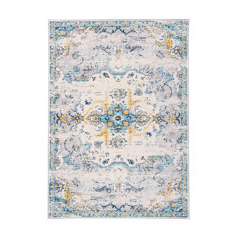 World Rug Gallery Monaco Bohemian Distressed Rug, Blue, 8X10 Ft