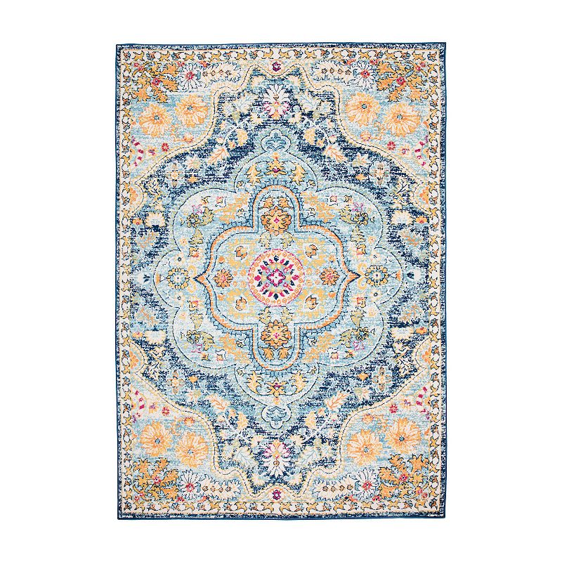 World Rug Gallery Monaco Vintage Distressed I Rug, Blue, 8X10 Ft