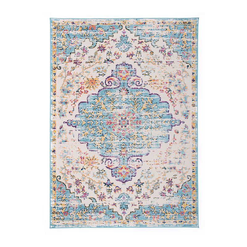 World Rug Gallery Monaco Vintage Bohemian Rug, Blue, 8X10 Ft